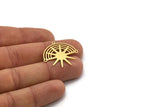Brass Sun Charm, 6 Raw Brass Rainbow Charms With 3 Loops, Findings (27x28x0.60mm) SMP0299
