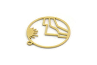 Brass Sun Charm, 6 Raw Brass Sun Charms With 1 Loop, Mountain Charms (21x19x0.60mm) SMP0300