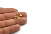 Brass Sun Charm, 6 Raw Brass Sun Charms With 1 Loop, Mountain Charms (21x19x0.60mm) SMP0300