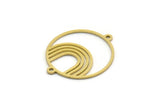 Brass Round Charm, 8 Raw Brass Rainbow Patterned Round Shaped Charms With 2 Loops, Findings (22x18x0.60mm) SMP0302