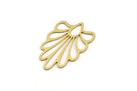 Brass Leaf Charm, 6 Raw Brass Branch Charms, Charm Pendants (32x19x0.60mm) SMP0304