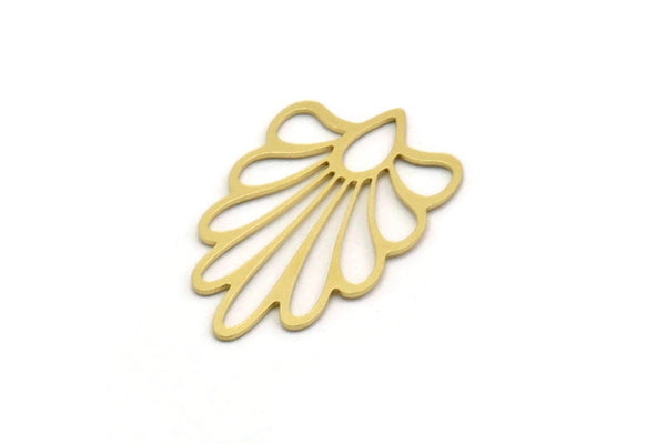 Brass Leaf Charm, 6 Raw Brass Branch Charms, Charm Pendants (32x19x0.60mm) SMP0304