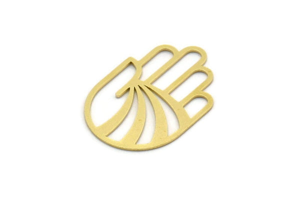 Brass Hand Charm, 8 Raw Brass Hand Shaped Charms, Earrings, Findings (30x21x0.60mm) SMP0136