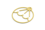 Brass Round Charm, 10 Raw Brass Rising Sun Patterned Round Shaped Charms With 1 Hole, Charm Pendants (30x27x0.60mm) SMP0141