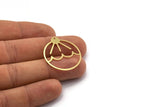 Brass Round Charm, 10 Raw Brass Rising Sun Patterned Round Shaped Charms With 1 Hole, Charm Pendants (30x27x0.60mm) SMP0141