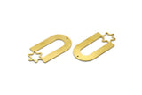 Brass Charm, 4 Raw Brass, Brass Pendants, Charm Pendants, Brass U Shaped Charms With 1 Hole (44x22x0.80mm) A6690