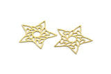 Brass Star Charm, 8 Raw Brass Star Charms, Charm Pendants (30x32x0.60mm) SMP0142