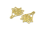 Brass Flower Charm, 8 Raw Brass Flower Charms With 1 Loop, Corsage Charm, Findings (32x25x0.60mm) SMP0143