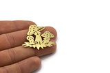 Brass Mushroom Charm, 2 Raw Brass Mushroom Charms With 1 Loop, Charm Pendants, Findings (37x38x0.60mm) SMP0145