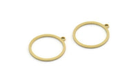 Brass Round Charm, 12 Raw Brass Round Shaped Charms With 1 Loop, Earring Findings, Geometric Charms (22x20x1mm) A3841
