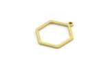 Brass Hexagon Charm, 12 Raw Brass Hexagon Shaped Charms With 1 Loop, Earring Findings, Geometric Charms (18x15x1mm) A3831