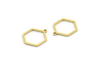 Brass Hexagon Charm, 12 Raw Brass Hexagon Shaped Charms With 1 Loop, Earring Findings, Geometric Charms (18x15x1mm) A3831