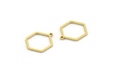 Brass Hexagon Charm, 12 Raw Brass Hexagon Shaped Charms With 1 Loop, Earring Findings, Geometric Charms (18x15x1mm) A3831