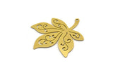 Brass Leaf Charm, 4 Raw Brass Leaf Charms With 1 Loop, Plane Tree Findings (33x30x0.60mm) SMP0147