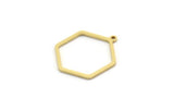 Brass Hexagon Charm, 12 Raw Brass Hexagon Shaped Charms With 1 Loop, Earring Findings, Geometric Charms (24.5x20x1mm) A5286