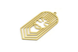 Brass Face Charm, 4 Raw Brass Face Charms With 1 Loop, Findings (46x21.5x0.60mm) SMP0148