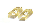 Brass Face Charm, 4 Raw Brass Face Charms With 1 Loop, Findings (46x21.5x0.60mm) SMP0148