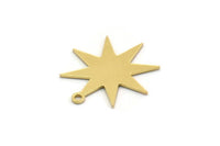 Brass Star Charm, 24 Raw Brass Star Charms With 1 Loop, Charm Pendants (19x18x0.60mm) SMP0314 A2927