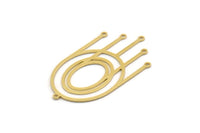 Brass Oval Charm, 4 Raw Brass Oval Charms With 6 Loops, Earring Charms (45x24x0.60mm) SMP0315