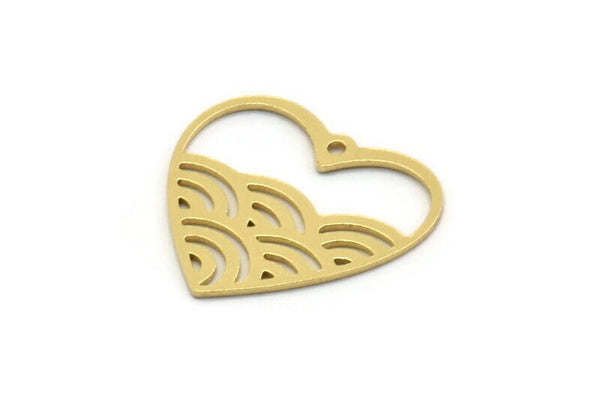 Brass Heart Charm, 8 Raw Brass Heart Shaped Charms With 1 Loop, Findings, Pendants (19x20x0.60mm) SMP0317