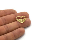 Brass Heart Charm, 8 Raw Brass Heart Shaped Charms With 1 Loop, Findings, Pendants (19x20x0.60mm) SMP0317