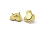 Pirinç Çiçek Küpe, 1 Döngülü 4 Ham Pirinç Çiçek Küpe (17x16x2mm) N1785