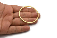 55mm Circle Connectors - 4 Raw Brass Circle Connectors (55x2.5x1mm) A6794