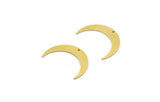 Brass Moon Charm, 12 Raw Brass Crescent Moon Charms With 1 Hole (28.5x6x0.80mm) A6793