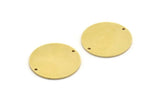 Brass Round Tag, 4 Raw Brass Round Shaped Charms With 2 Holes, Connectors (25x1mm) A6872