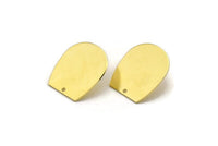 D Shaped Earring, 4 Raw Brass D Shaped Stud Earrings With 1 Hole (25x22x0.80mm) M465 A6864