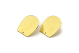 D Shaped Earring, 4 Raw Brass D Shaped Stud Earrings With 1 Hole (25x22x0.80mm) M465 A6864