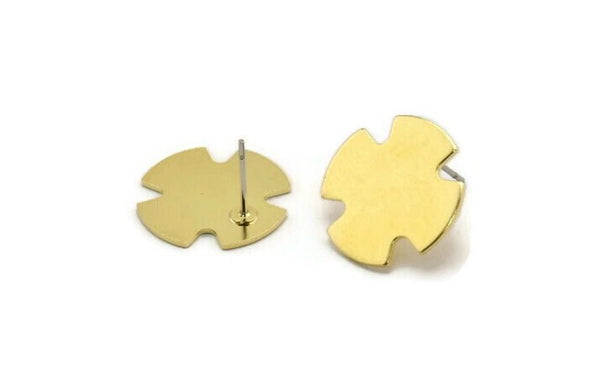 Brass Geometric Earring, 8 Raw Brass Geometric Stud Earrings (18x0.80mm) B0126 A3360