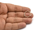Brass Open Hexagon, 12 Raw Brass Hexagon Ring Stud Earrings (18x1mm) Bs 1224 A3828