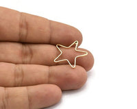 Brass Star Earring, 12 Raw Brass Open Star Stud Earrings (24x0.8x0.6mm) BS 1078 A3856