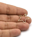 Brass Star Earring, 12 Raw Brass Open Star Stud Earrings (24x0.8x0.6mm) BS 1078 A3856