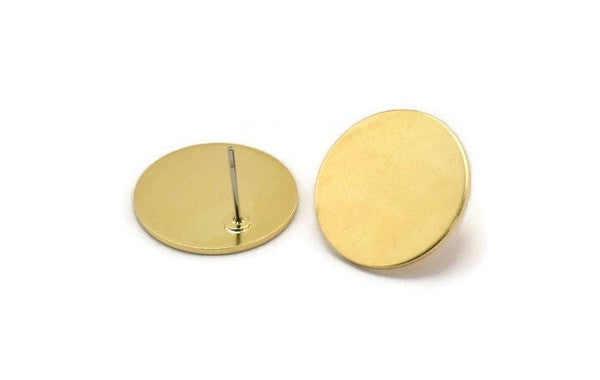 Brass Round Earring, 6 Raw Brass Round Stamping Blanks, Findings (19x1mm) D1272 A3318