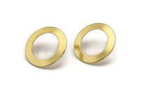 Brass Circle Earring, 6 Raw Brass Circle Stud Earrings (22x3.5x0.7mm) B0101 A3840