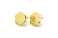Brass Honeycomb Earring, 8 Raw Brass Hexagon Stud Earrings (12x1.2mm) BS 2010 A6867