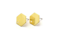 Brass Honeycomb Earring, 8 Raw Brass Hexagon Stud Earrings (12.5x0.60mm) A0906 A2789