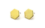 Brass Honeycomb Earring, 8 Raw Brass Hexagon Stud Earrings (12.5x1mm) D0090 A6863