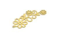 Brass Flower Charm, 6 Raw Brass Flower Shape Charms With 1 Loop, Charm Pendants (41x16x0.60mm) SMP0324