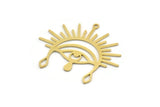 Brass Eye Charm, 6 Raw Brass Eye And Sun Shaped Charms With 1 Loop, Earring Charms (29x34x0.60mm) SMP0325
