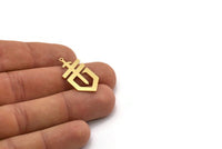 Brass Sword Charm, 10 Raw Brass Sword Shaped Charms With 1 Loop, Earrings, Charms Pendants, Findings (30x15x0.60mm) SMP0326