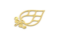 Brass Drop Charm, 4 Raw Brass Drop Charms With 1 Loop, Earrings, Findings (35x21x0.60mm) SMP0332