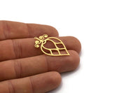 Brass Drop Charm, 4 Raw Brass Drop Charms With 1 Loop, Earrings, Findings (35x21x0.60mm) SMP0332