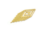 Brass Diamond Charm, 6 Raw Brass Diamond Charms With 1 Hole, Fringed Charms, Findings (43x16x0.60mm) SMP0335