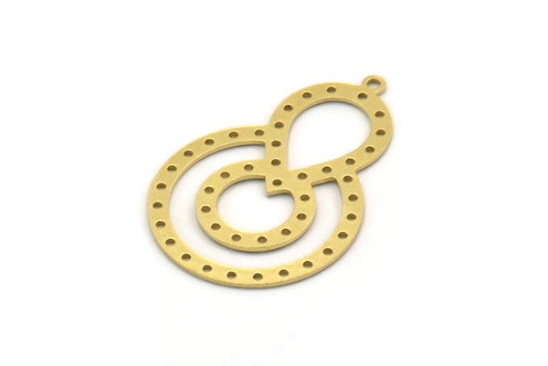 Brass Round Charm, 4 Raw Brass Round Shaped Charms With 1 Loop, Drop Charms, Findings (32x21x0.60mm) SMP0336