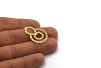 Brass Round Charm, 4 Raw Brass Round Shaped Charms With 1 Loop, Drop Charms, Findings (32x21x0.60mm) SMP0336