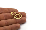 Brass Round Charm, 4 Raw Brass Round Shaped Charms With 1 Loop, Drop Charms, Findings (32x21x0.60mm) SMP0336
