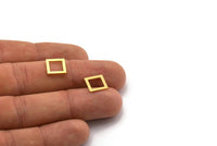 Brass Square Charm, 50 Raw Brass Square Connectors, Findings (10x1.5x0.80mm) A6785